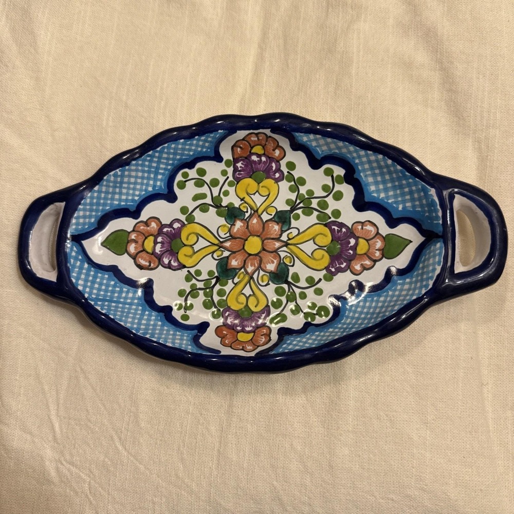 Vintage Talavera La Fe Pue‎ Mexico Small Dish Hand Painted  Plate Arte Manual